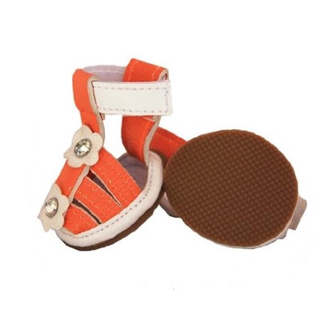 Pet Life LLC F25ORSM Buckle-Supportive Pvc Waterproof Pet Sandals Shoes - Set Of 4